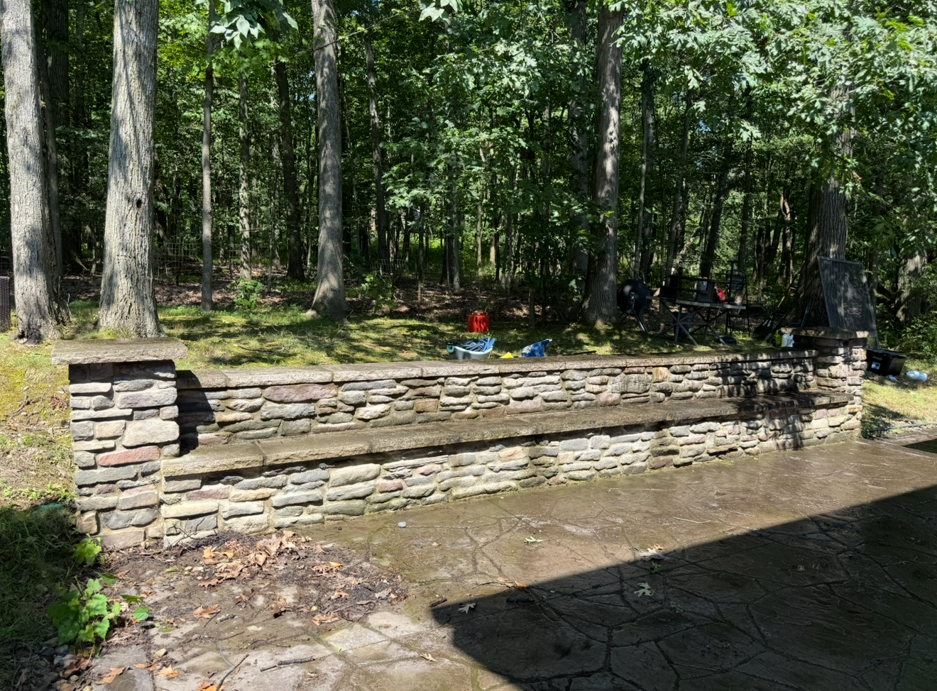 Backyard patio before power washing